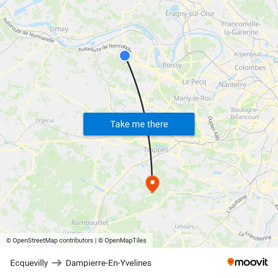Ecquevilly to Dampierre-En-Yvelines map