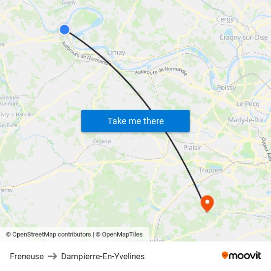 Freneuse to Dampierre-En-Yvelines map