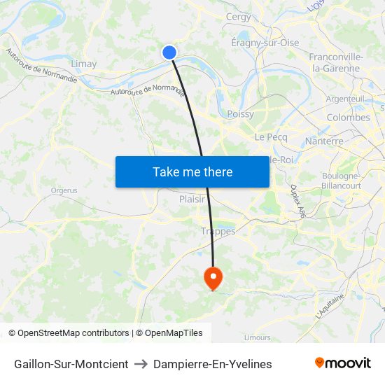 Gaillon-Sur-Montcient to Dampierre-En-Yvelines map