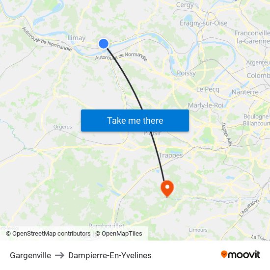 Gargenville to Dampierre-En-Yvelines map