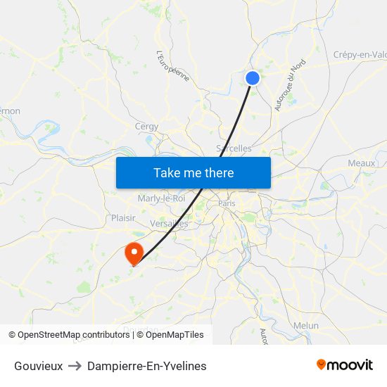 Gouvieux to Dampierre-En-Yvelines map