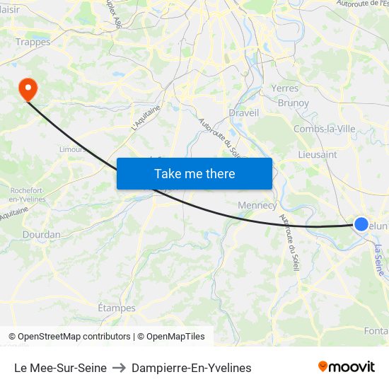 Le Mee-Sur-Seine to Dampierre-En-Yvelines map