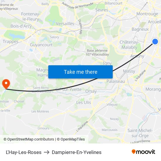 L'Hay-Les-Roses to Dampierre-En-Yvelines map