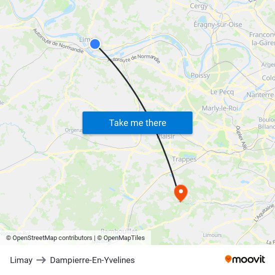 Limay to Dampierre-En-Yvelines map