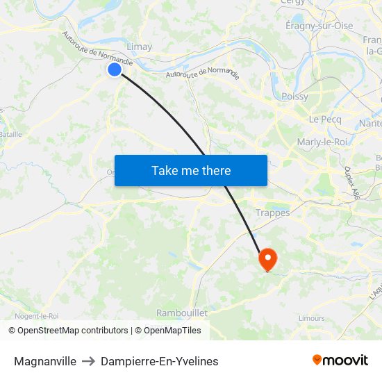 Magnanville to Dampierre-En-Yvelines map