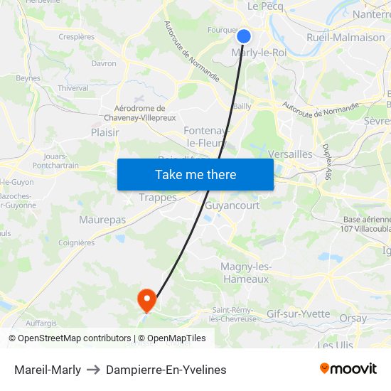 Mareil-Marly to Dampierre-En-Yvelines map
