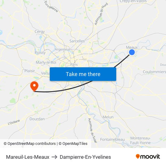 Mareuil-Les-Meaux to Dampierre-En-Yvelines map