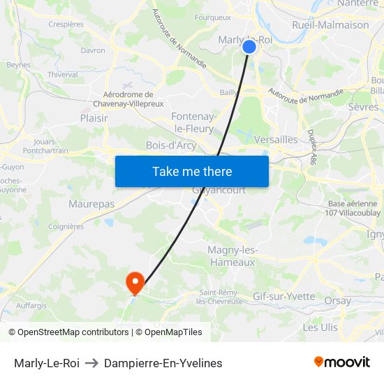 Marly-Le-Roi to Dampierre-En-Yvelines map