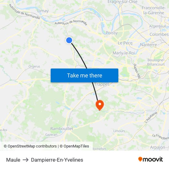 Maule to Dampierre-En-Yvelines map