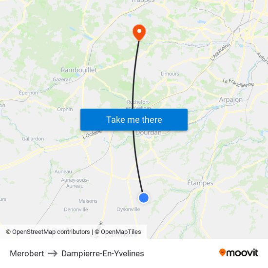 Merobert to Dampierre-En-Yvelines map