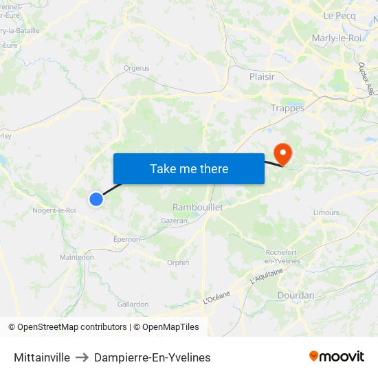 Mittainville to Dampierre-En-Yvelines map