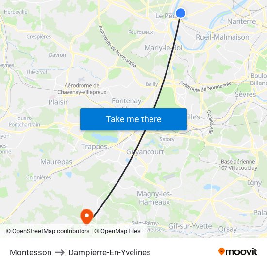 Montesson to Dampierre-En-Yvelines map