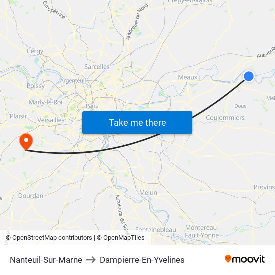 Nanteuil-Sur-Marne to Dampierre-En-Yvelines map