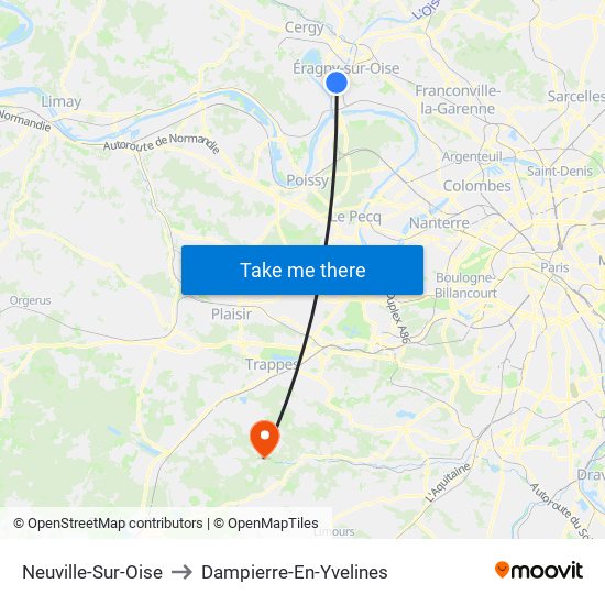 Neuville-Sur-Oise to Dampierre-En-Yvelines map