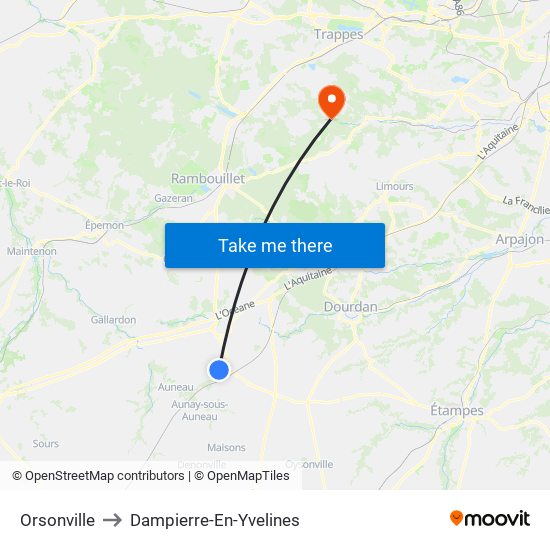 Orsonville to Dampierre-En-Yvelines map