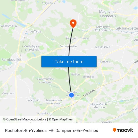 Rochefort-En-Yvelines to Dampierre-En-Yvelines map