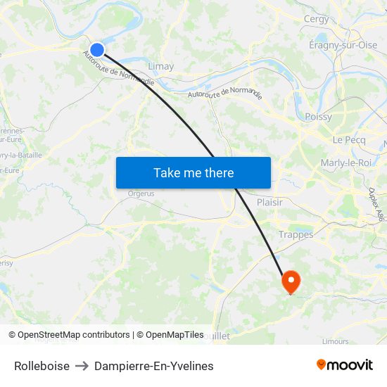Rolleboise to Dampierre-En-Yvelines map