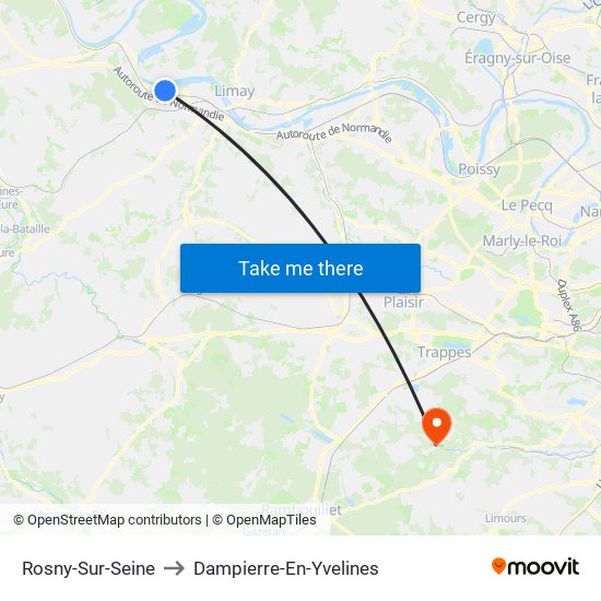 Rosny-Sur-Seine to Dampierre-En-Yvelines map