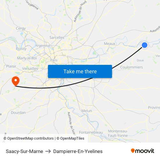 Saacy-Sur-Marne to Dampierre-En-Yvelines map