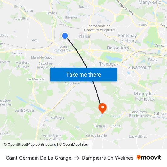 Saint-Germain-De-La-Grange to Dampierre-En-Yvelines map
