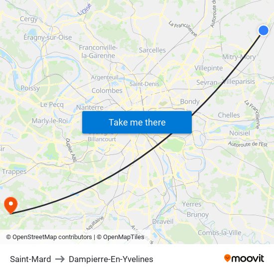Saint-Mard to Dampierre-En-Yvelines map