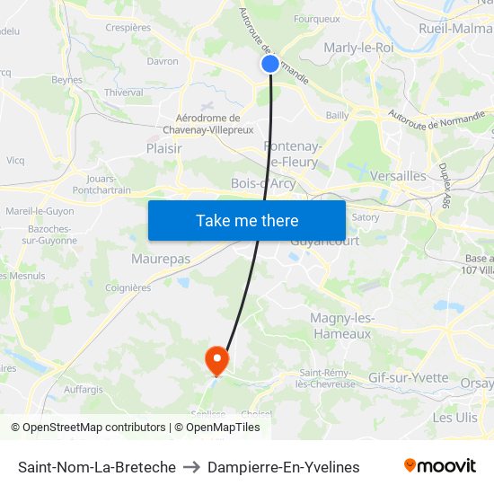 Saint-Nom-La-Breteche to Dampierre-En-Yvelines map