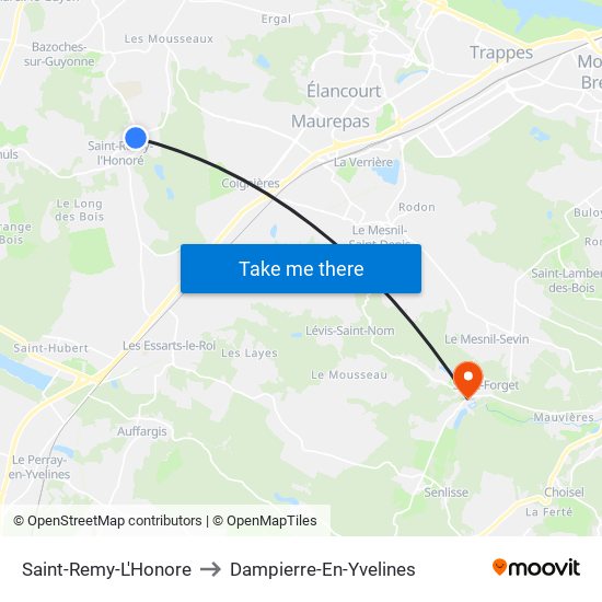 Saint-Remy-L'Honore to Dampierre-En-Yvelines map