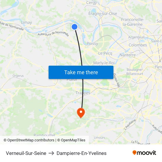 Verneuil-Sur-Seine to Dampierre-En-Yvelines map