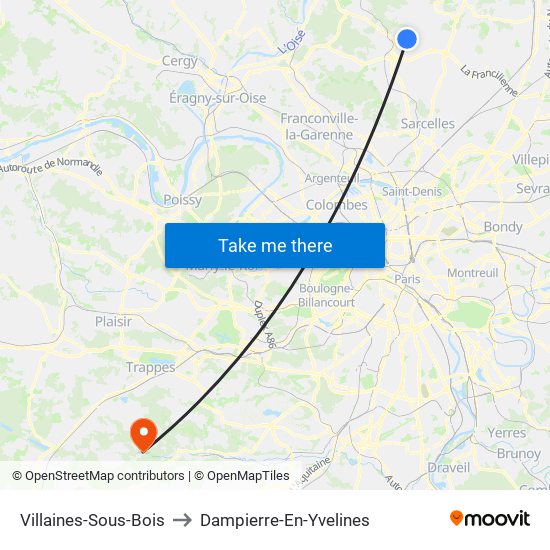 Villaines-Sous-Bois to Dampierre-En-Yvelines map