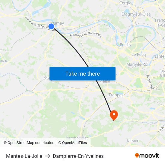 Mantes-La-Jolie to Dampierre-En-Yvelines map