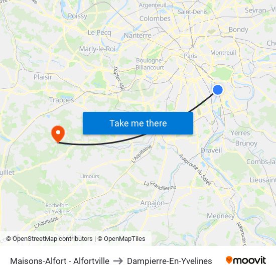 Maisons-Alfort - Alfortville to Dampierre-En-Yvelines map