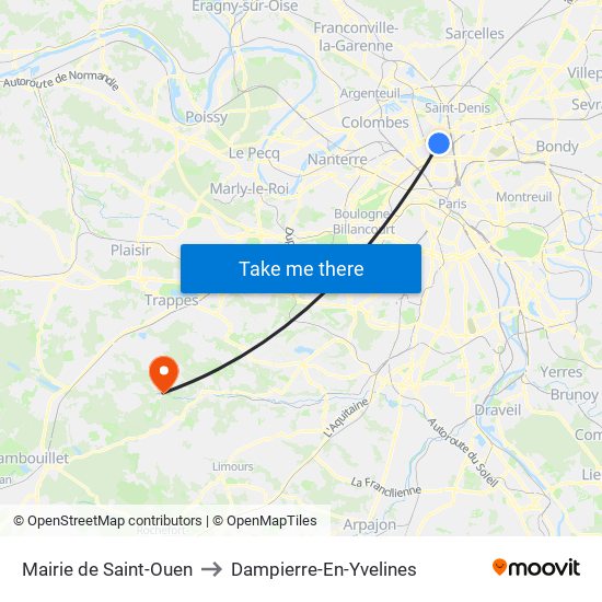 Mairie de Saint-Ouen to Dampierre-En-Yvelines map