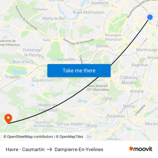 Havre - Caumartin to Dampierre-En-Yvelines map