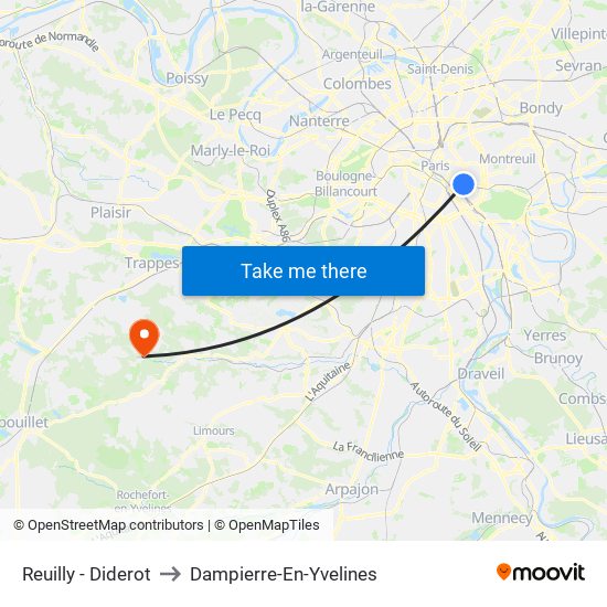 Reuilly - Diderot to Dampierre-En-Yvelines map