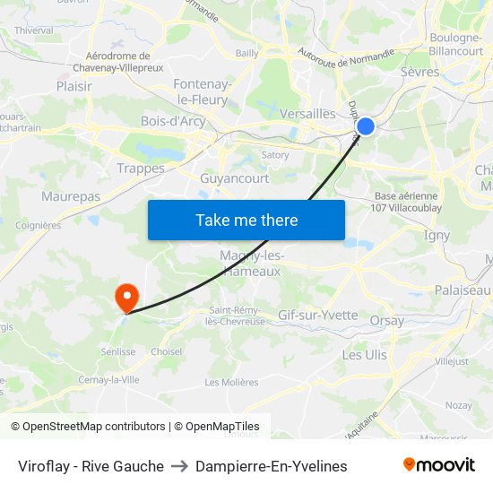 Viroflay - Rive Gauche to Dampierre-En-Yvelines map