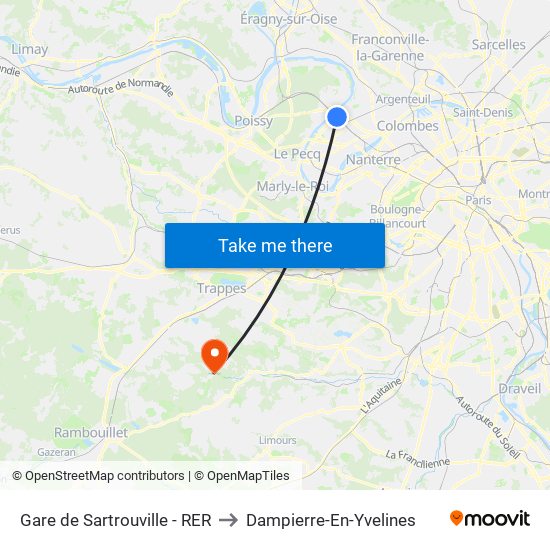 Gare de Sartrouville - RER to Dampierre-En-Yvelines map