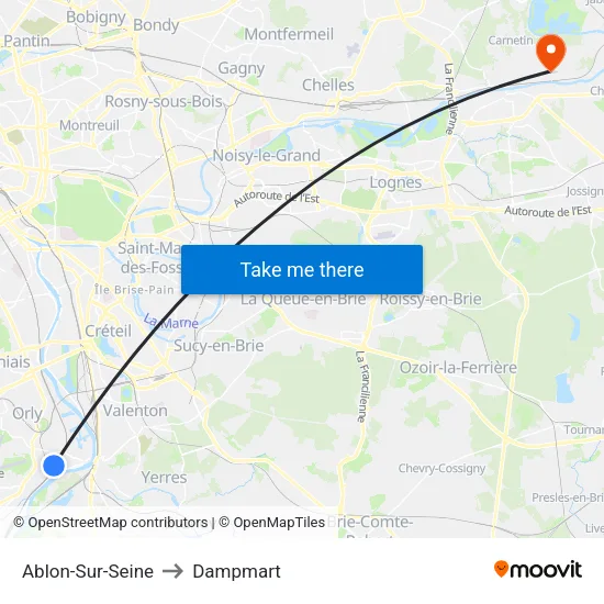 Ablon-Sur-Seine to Dampmart map