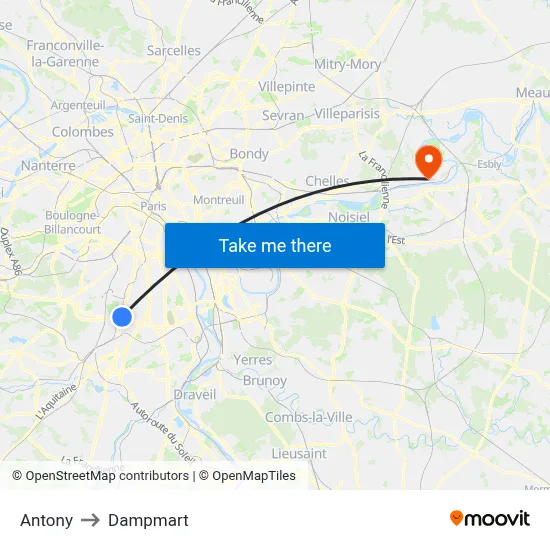 Antony to Dampmart map