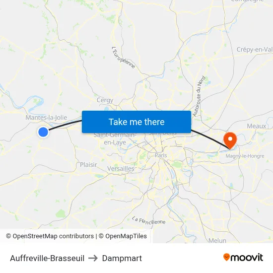 Auffreville-Brasseuil to Dampmart map
