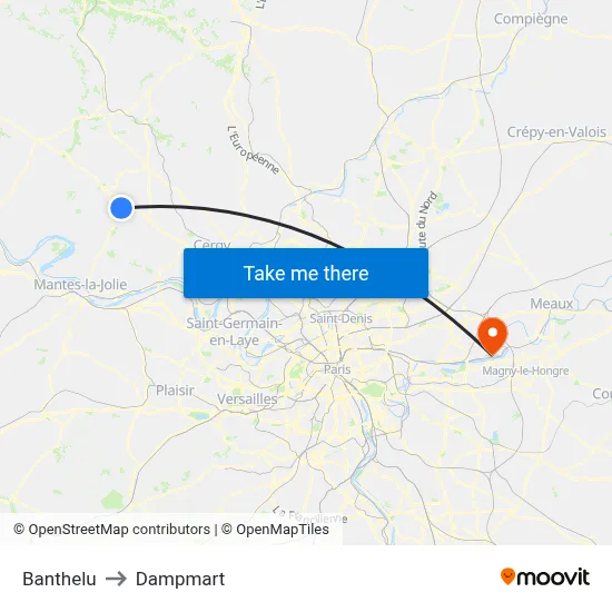 Banthelu to Dampmart map