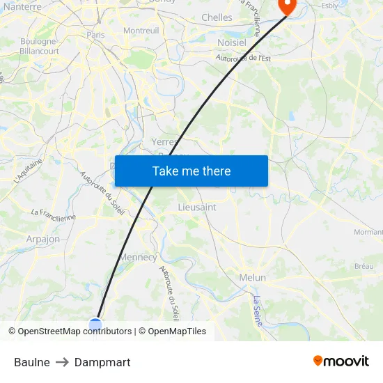 Baulne to Dampmart map