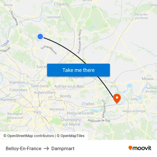 Belloy-En-France to Dampmart map