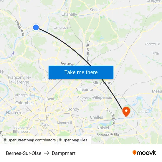 Bernes-Sur-Oise to Dampmart map