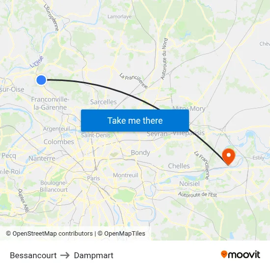 Bessancourt to Dampmart map