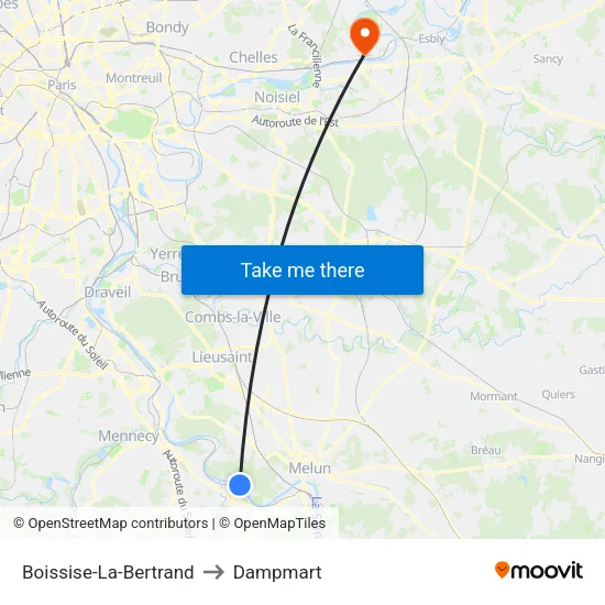 Boissise-La-Bertrand to Dampmart map