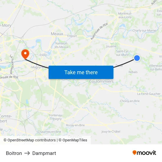 Boitron to Dampmart map