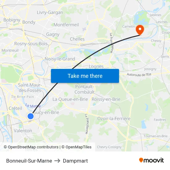 Bonneuil-Sur-Marne to Dampmart map