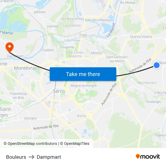 Bouleurs to Dampmart map