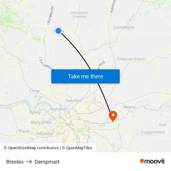 Bresles to Dampmart map