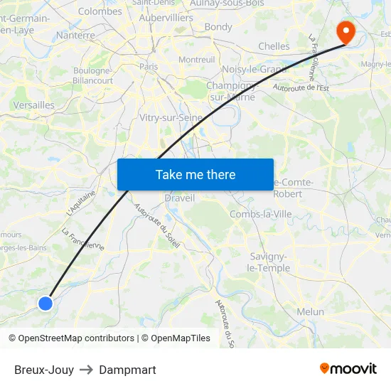 Breux-Jouy to Dampmart map